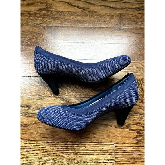 Betabrand Late To The Gate Blue Knit Kitten Heels Blue Women's Size 8 - Picture 6 of 7